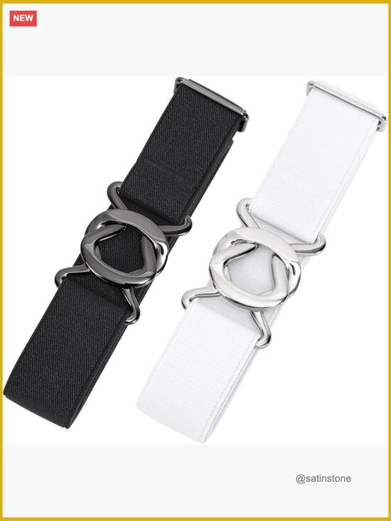 No Show Stretch Belt Adjustable Elastic Web Belt with Flat Buckle 2 Pack main image 7